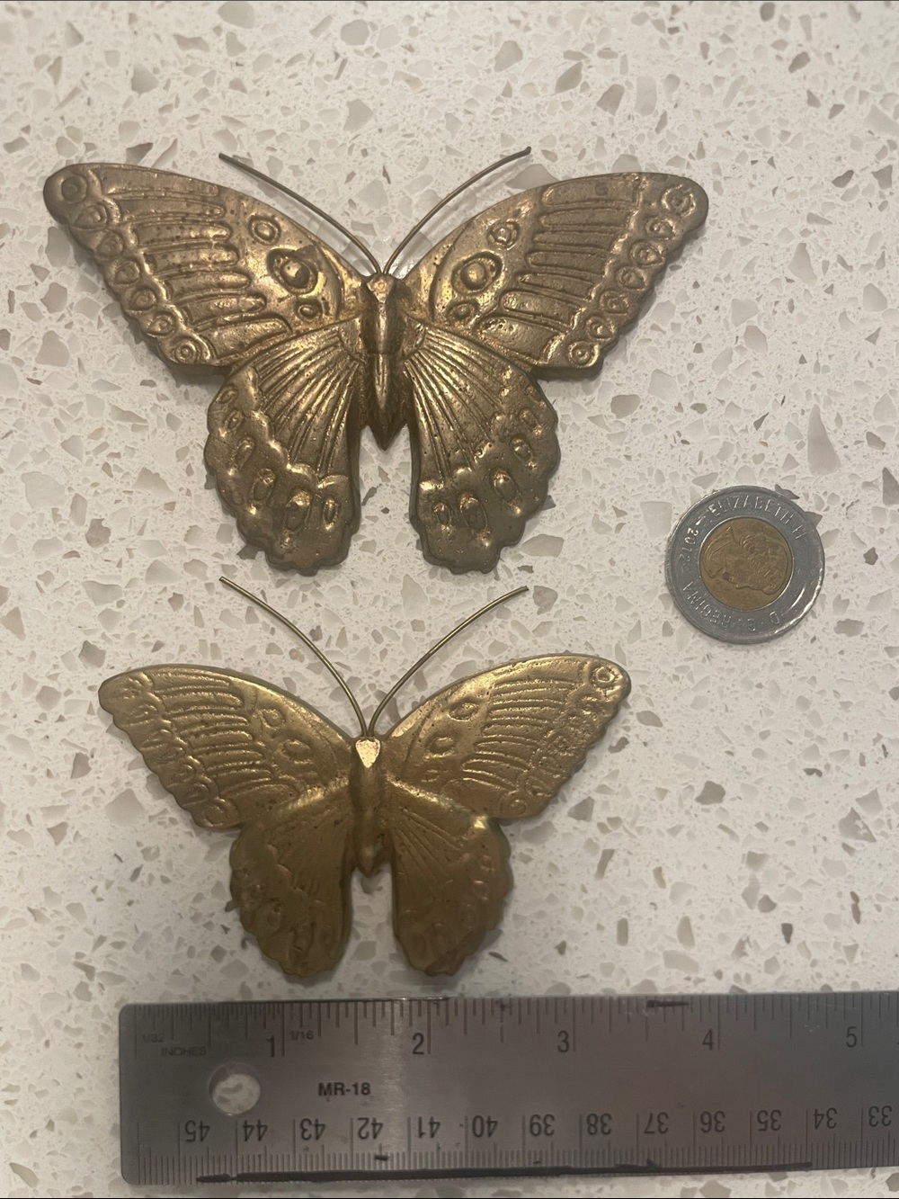 Vintage brass Mid century modern Butterfly Wall Decor Pair
